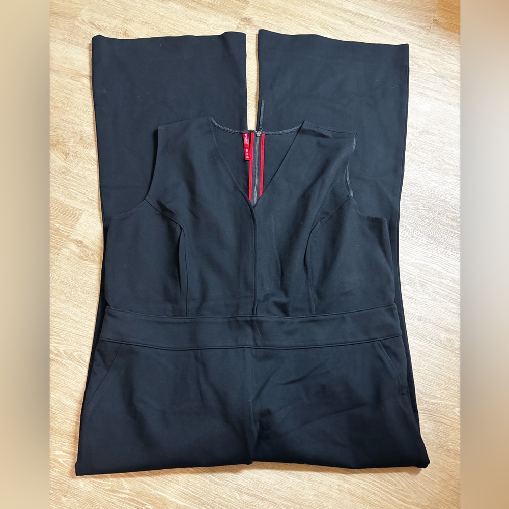 Spanx Shape Wear Jumpsuit Size XXL Plus Black Wide Leg Romper